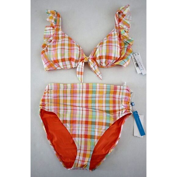 Bleu Rod Beattie RBHS22117 Sz 12 Multi Hip To Be Square Printed Bikini Set - Picture 1 of 14
